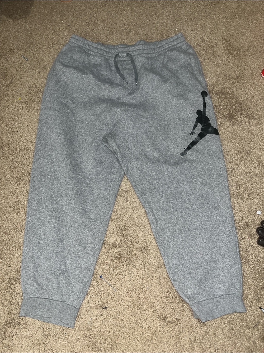 Jordan Kids Gray Fleece Joggers with Black Jumpman